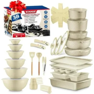 Bakken Master 38-Pc Granite Cookware & Bakeware Set – White