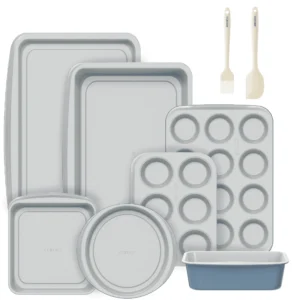 Carote 9-Pc Stackable Nonstick Bakeware Set (Gray & Blue)