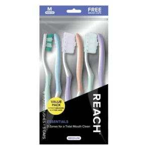 Reach Essentials Manual Toothbrush with Caps (6ct)